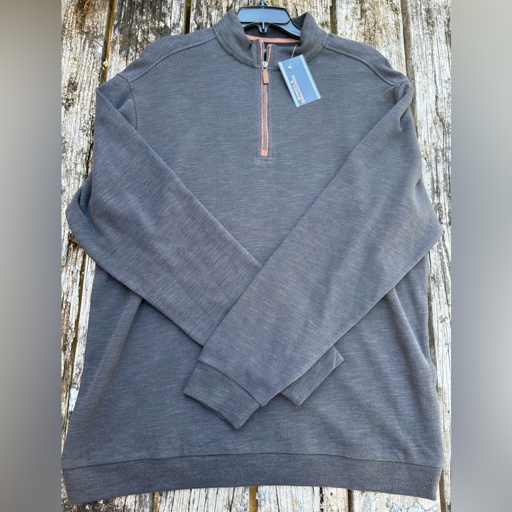 NWT Roundtree & Yorke Mens Gray 1/4 Zip Long Sleeve Pullover Size XLT - Picture 3 of 4